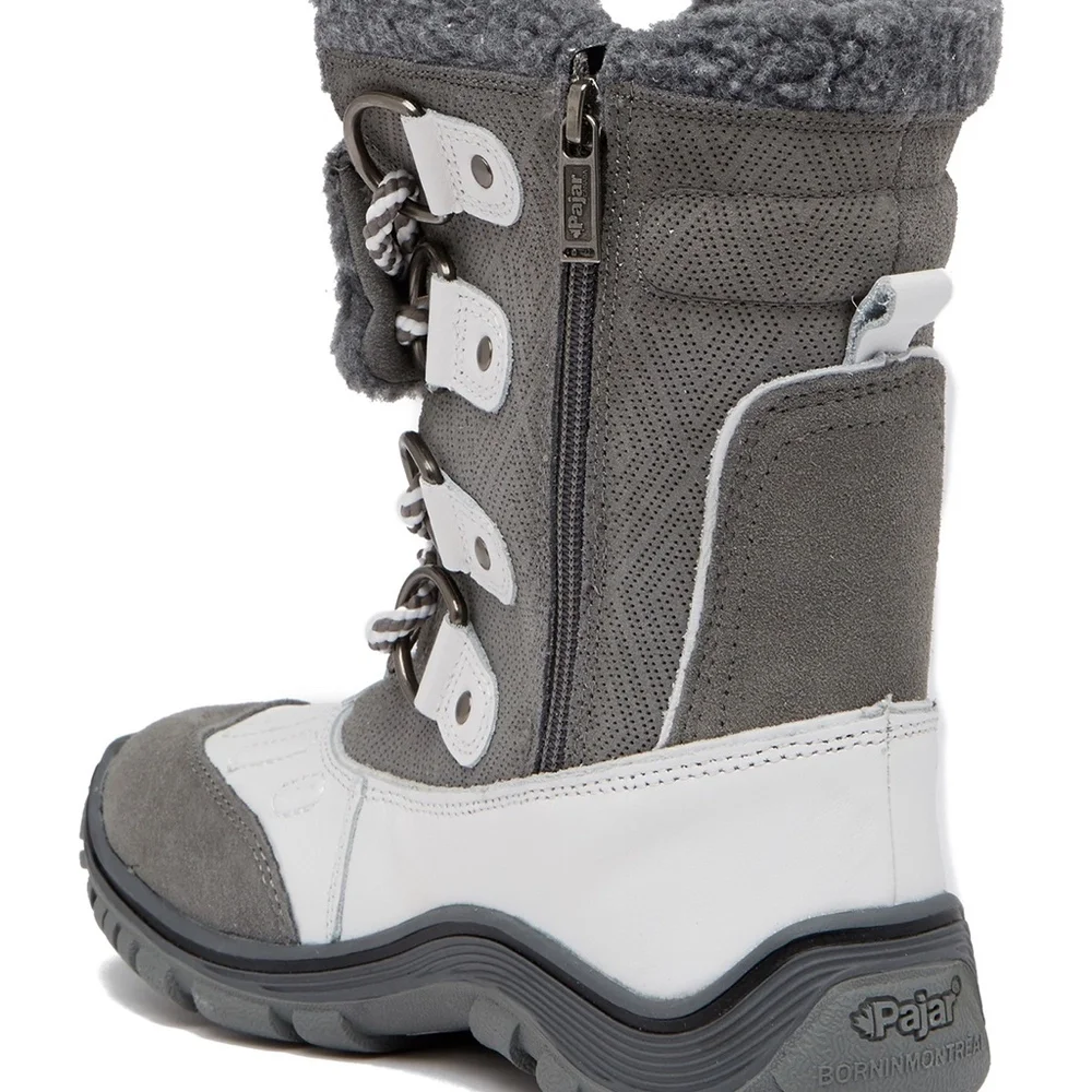 Pajar Women's Gray and White Winter Lace-Up Boot
